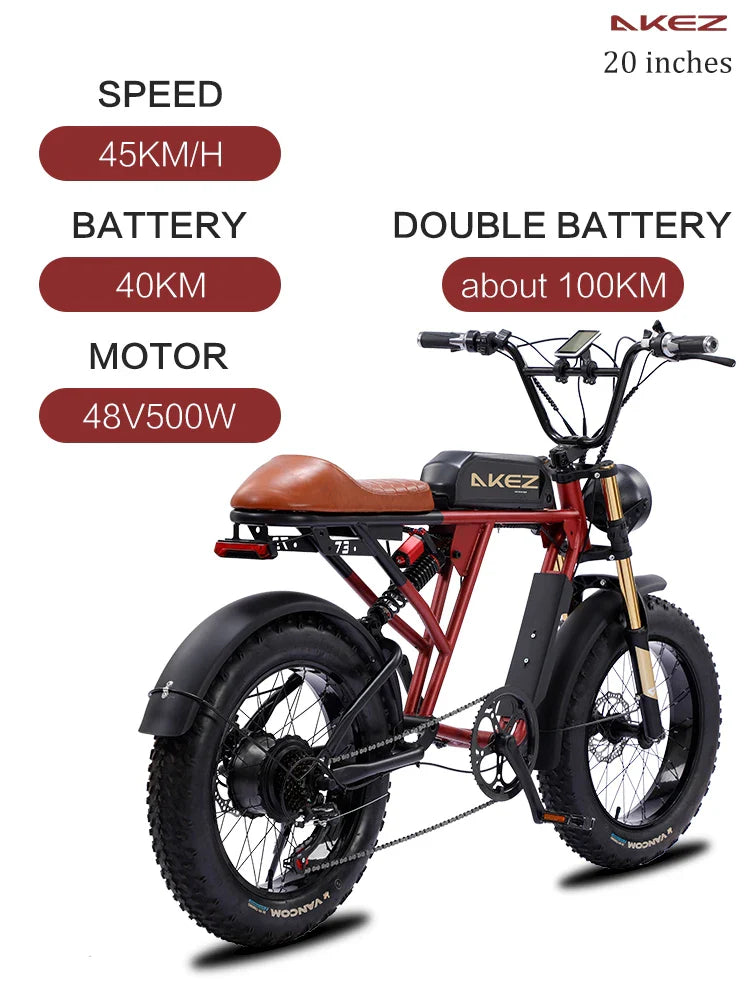 HKM-766291 Akez S2 48V 26Ah 750W All-Terrain Electric Mountain Bike with Dual Suspension and 7-Speed Gears