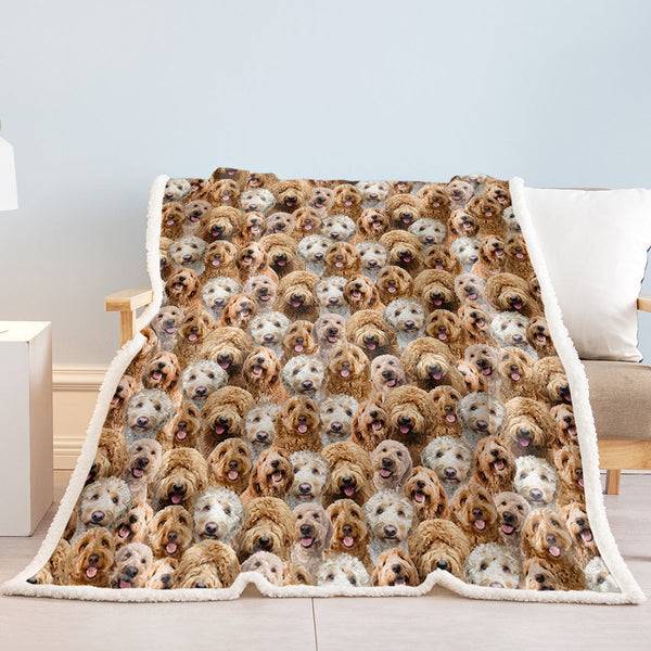 HKM-766291 Cockapoo Design Sherpa Fleece Blanket - Cozy Throw for Kids and Adults, Perfect for Home or Gift