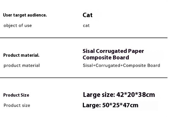 HKM-7663165 Extra Large Sisal Cat Scratch Board - Durable Vertical Scratching Toy for Stress Relief
