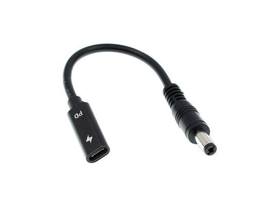 HKM-766355 Multi Function DC Power Supply Adapter Cable, Type-C Female to 5.5x2.1mm, 15CM Copper Cord, Black