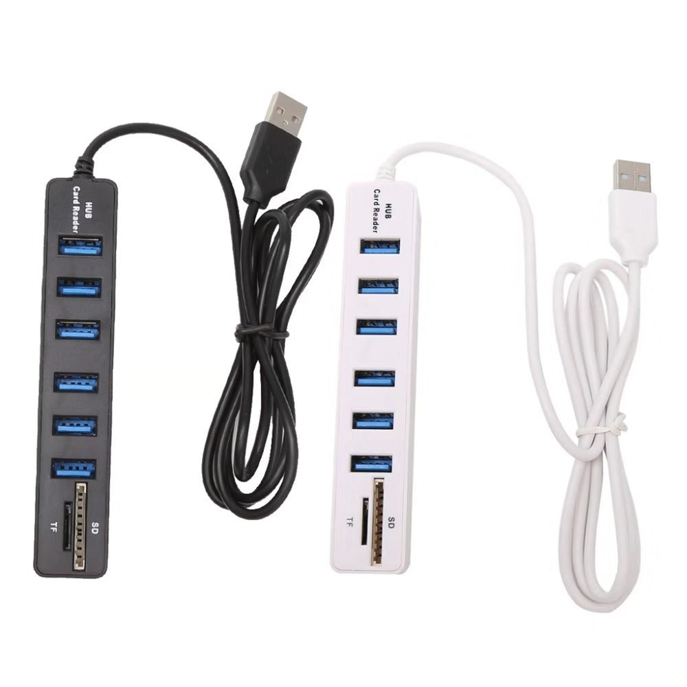 HKM-766355 USB 2.0 20-Port Hub and Card Reader with 6 USB Extensions and 1cm Line Length