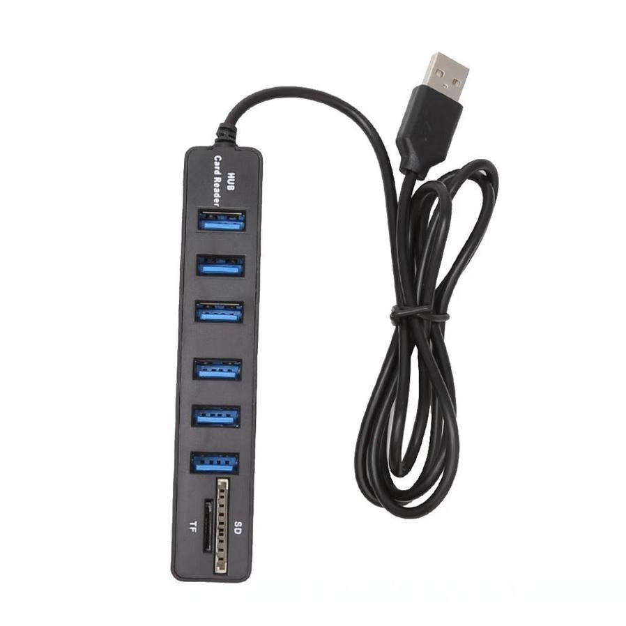 HKM-766355 USB 2.0 20-Port Hub and Card Reader with 6 USB Extensions and 1cm Line Length