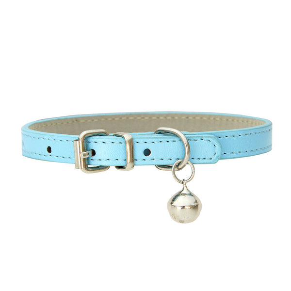 HKM-7664957 Japanese Style PU Leather Dog Collar with Bell - Multiple Colors and Sizes Available