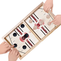 HKM-766547 Wooden Fast Sling Puck Desktop Game – Fun Family Ice Hockey Challenge for Kids and Adults