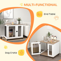 HKM-7666621 Dog Kennel Furniture Side Table with Lockable Door for Small to Medium Pets