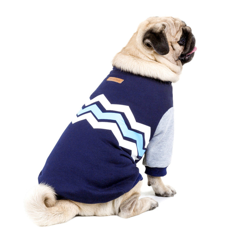 HKM-7667133 Wavy Striped Two-Legged Hoodie for Dogs - Soft Cotton, Comfortable Fit