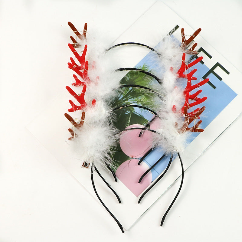 HKM-766739 Luminous LED Antler Headband for Youth - Fun Light-Up Holiday Accessory