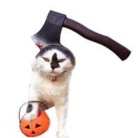 HKM-7667773 Pet Halloween Headdress Hat with Fun Props - Axe, Scissors, Saw, Syringe, Hammer, Wrench, Wine Bottle, Pliers, Sizes S & M