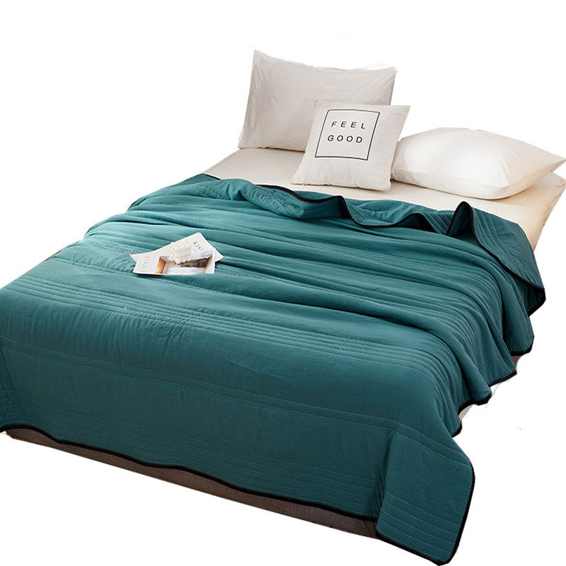 HKM-766803 Washed Cotton Quilted Lightweight Summer Cool Blanket in Multiple Colors
