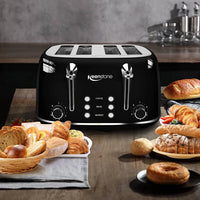 HKM-766867 Electric Pop-up Toaster with Timer Control for 4 Slices and 38mm Wide Slots
