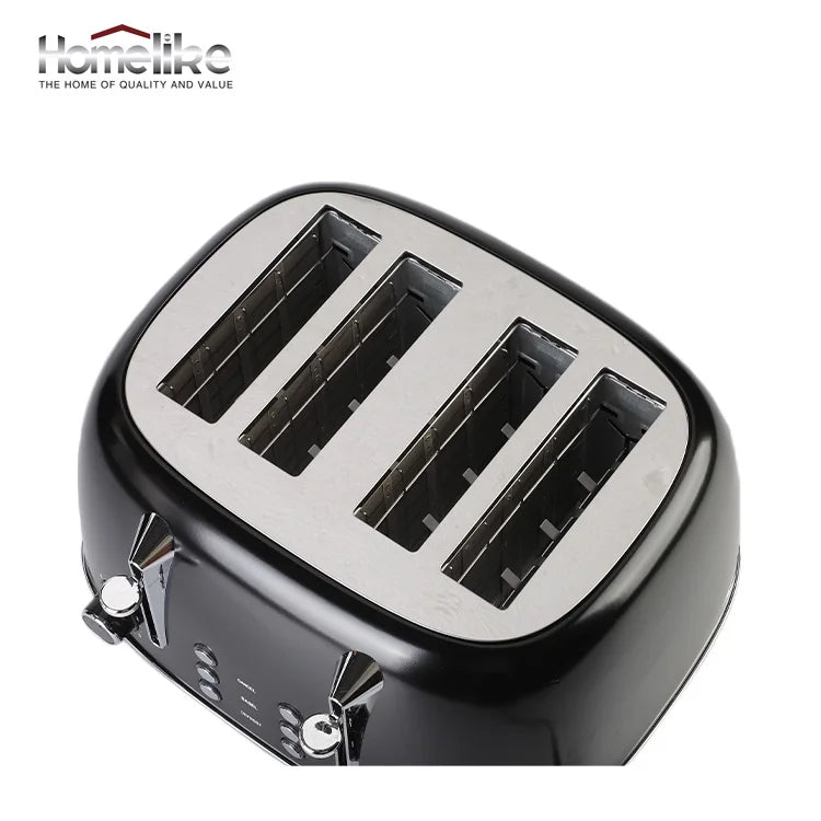 HKM-766867 Electric Pop-up Toaster with Timer Control for 4 Slices and 38mm Wide Slots