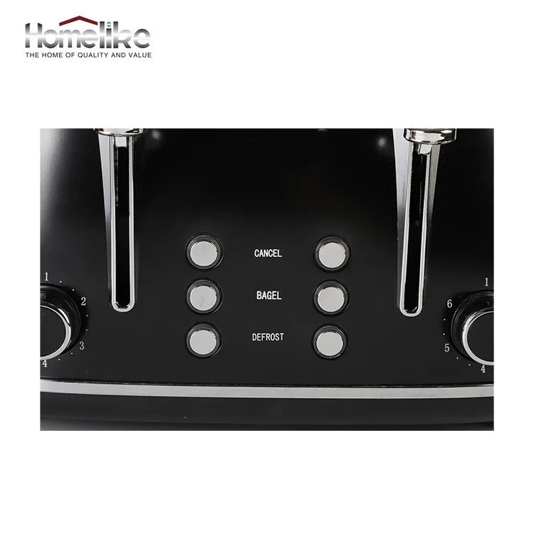 HKM-766867 Electric Pop-up Toaster with Timer Control for 4 Slices and 38mm Wide Slots