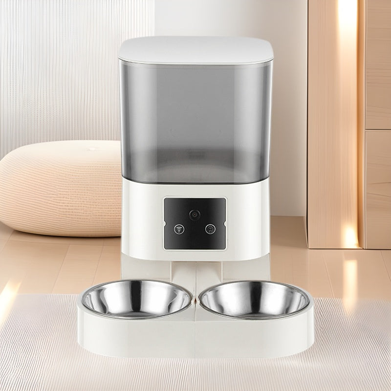 HKM-766995 Automatic Pet Feeder with Intelligent Timing System for Cats and Dogs - Single and Double Bowl Options