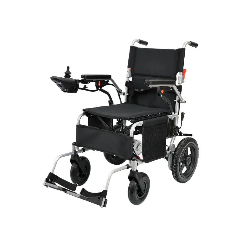 HKM-766995 Lightweight Folding Electric Wheelchair with Portable Lead-acid Battery and Steel Frame, Max Speed 6km/h, 120kg Capacity