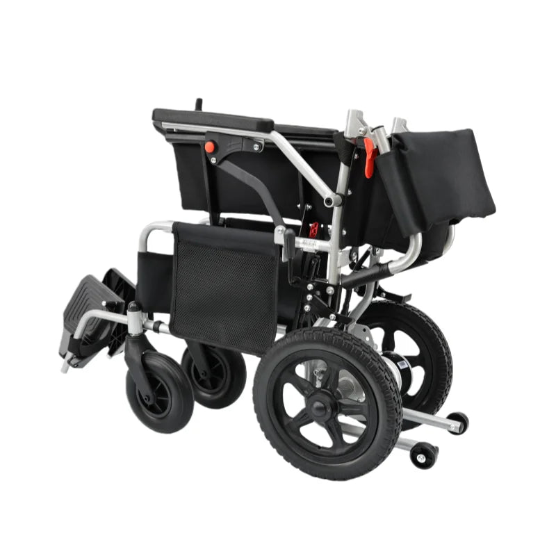 HKM-766995 Lightweight Folding Electric Wheelchair with Portable Lead-acid Battery and Steel Frame, Max Speed 6km/h, 120kg Capacity