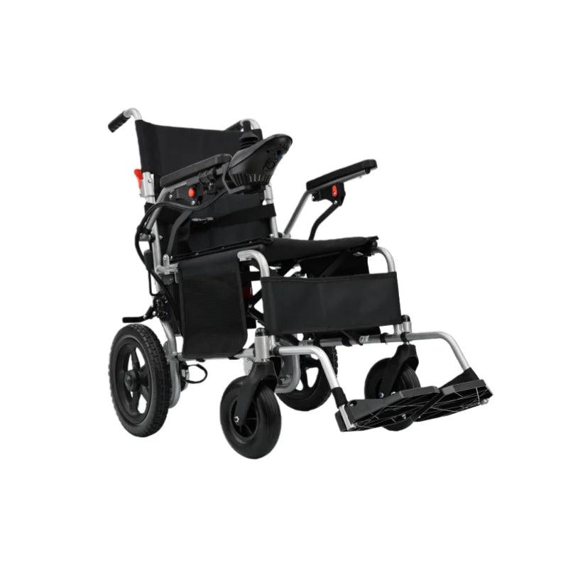 HKM-766995 Lightweight Folding Electric Wheelchair with Portable Lead-acid Battery and Steel Frame, Max Speed 6km/h, 120kg Capacity