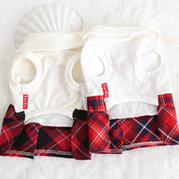 HKM-7670333 Plaid Skirt Dress for Women - Elegant England Style, Available in Red and Black, Sizes XS to XL