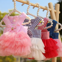 HKM-7671101 Striped Suspender Skirt for Dogs, Polyester Princess Style, Various Sizes Available