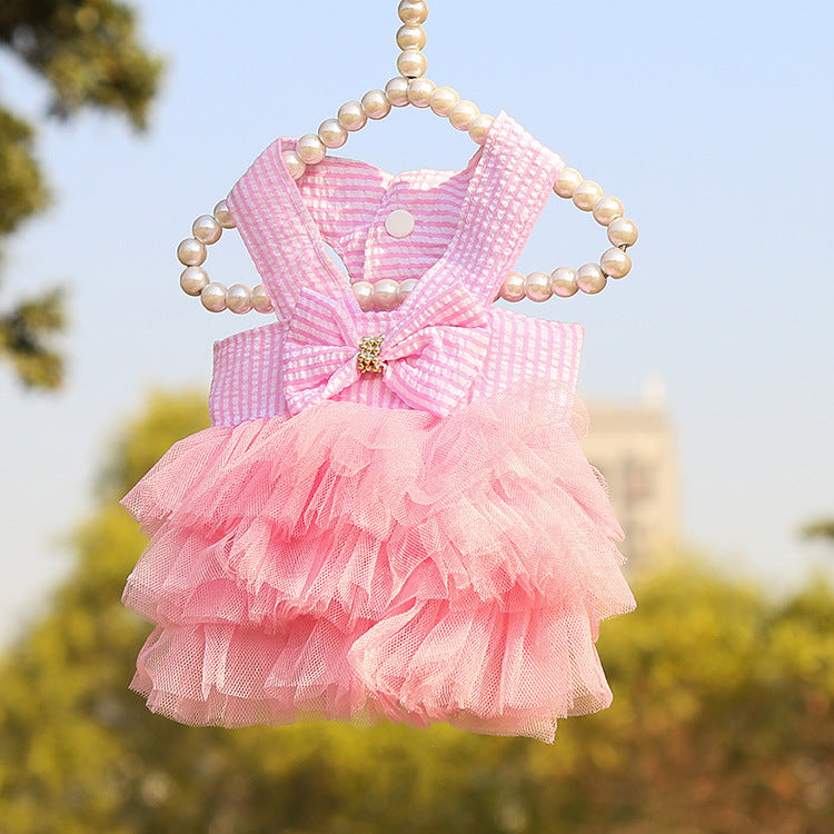 HKM-7671101 Striped Suspender Skirt for Dogs, Polyester Princess Style, Various Sizes Available