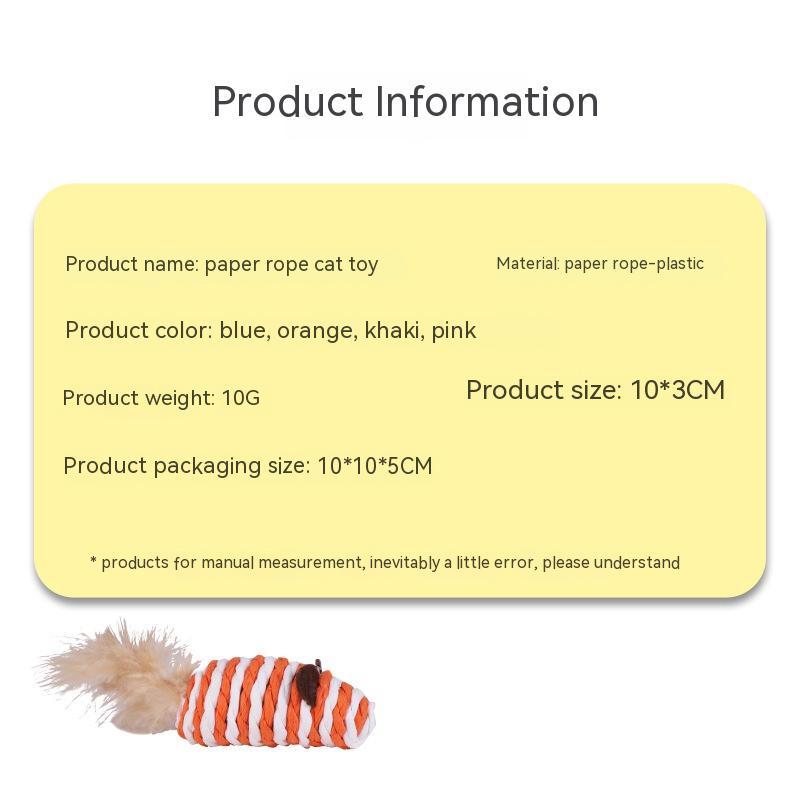 HKM-7671357 Colorful Feather Paper String Mouse Toy for Pets
