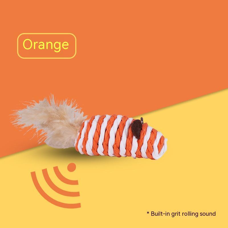 HKM-7671357 Colorful Feather Paper String Mouse Toy for Pets