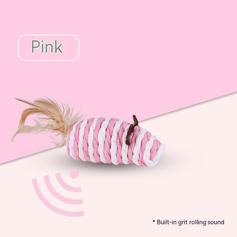 HKM-7671357 Colorful Feather Paper String Mouse Toy for Pets