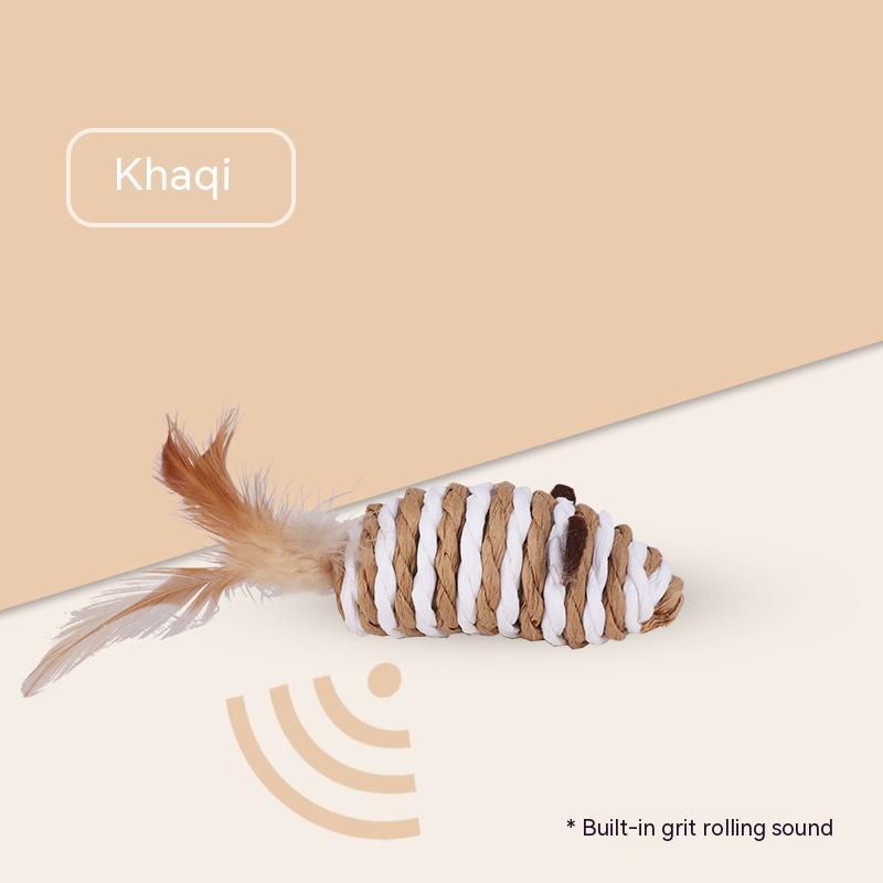 HKM-7671357 Colorful Feather Paper String Mouse Toy for Pets
