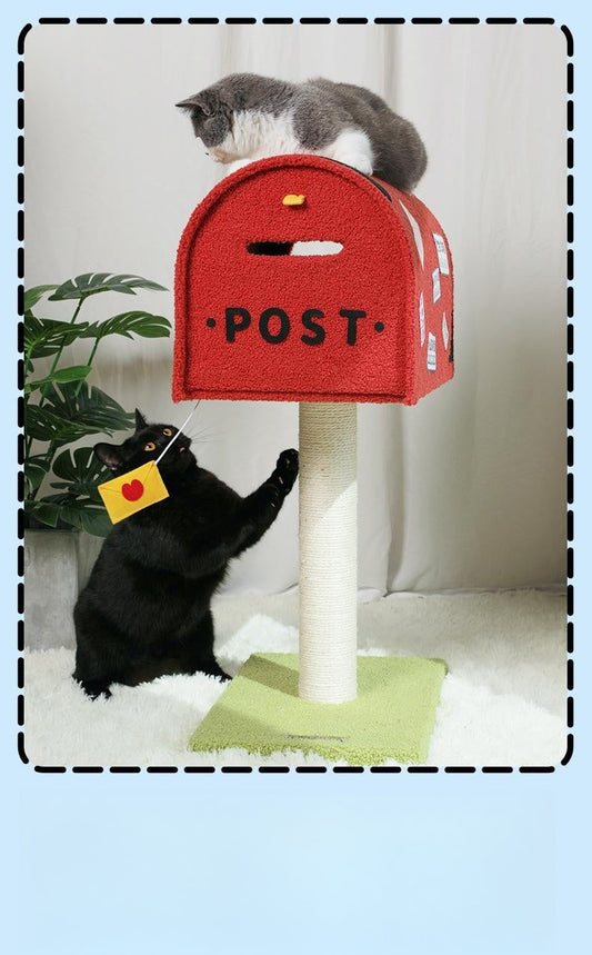HKM-7671997 Mailbox Cat Climbing Frame with Sisal Column and Integrated Cat Nest