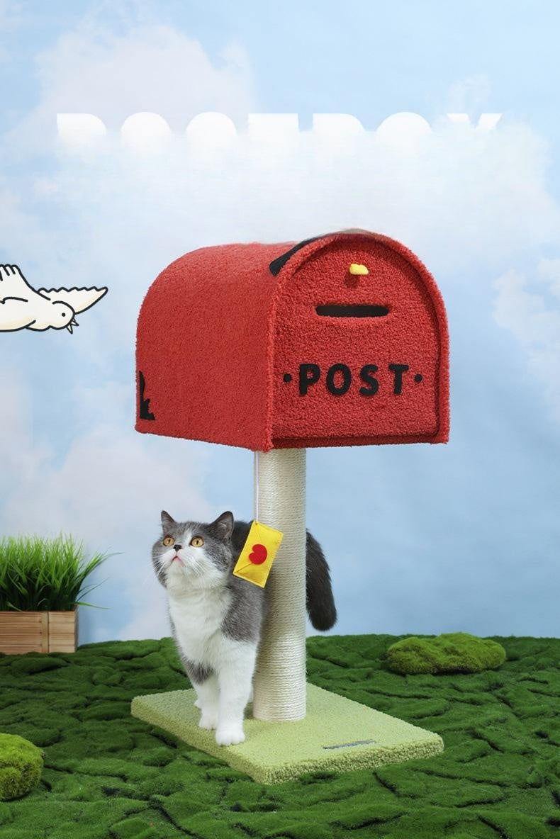 HKM-7671997 Mailbox Cat Climbing Frame with Sisal Column and Integrated Cat Nest