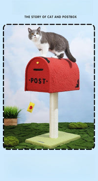 HKM-7671997 Mailbox Cat Climbing Frame with Sisal Column and Integrated Cat Nest