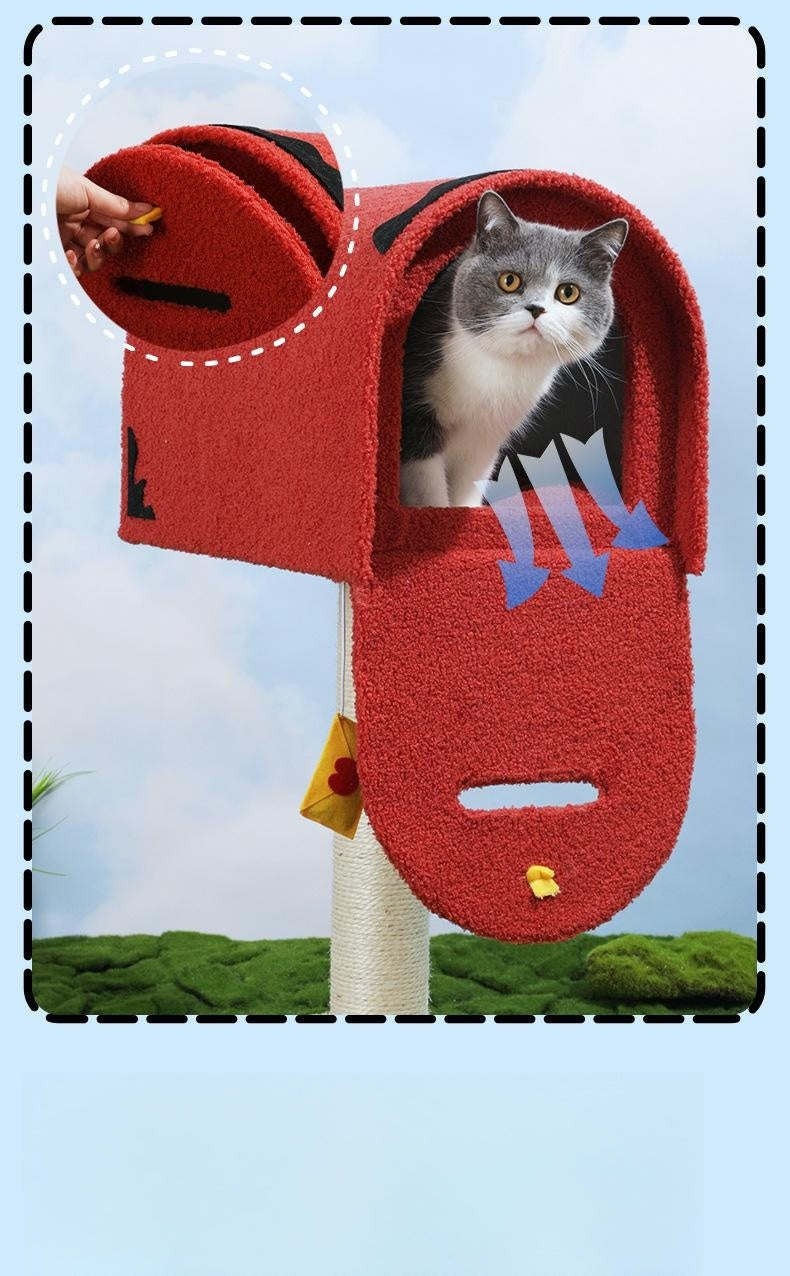 HKM-7671997 Mailbox Cat Climbing Frame with Sisal Column and Integrated Cat Nest