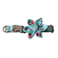 HKM-7672509 Flower Pattern Cotton Dog Collar and Leash Set for All Seasons