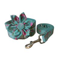HKM-7672509 Flower Pattern Cotton Dog Collar and Leash Set for All Seasons
