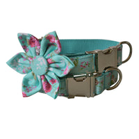 HKM-7672509 Flower Pattern Cotton Dog Collar and Leash Set for All Seasons
