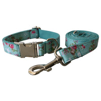 HKM-7672509 Flower Pattern Cotton Dog Collar and Leash Set for All Seasons