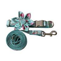 HKM-7672509 Flower Pattern Cotton Dog Collar and Leash Set for All Seasons