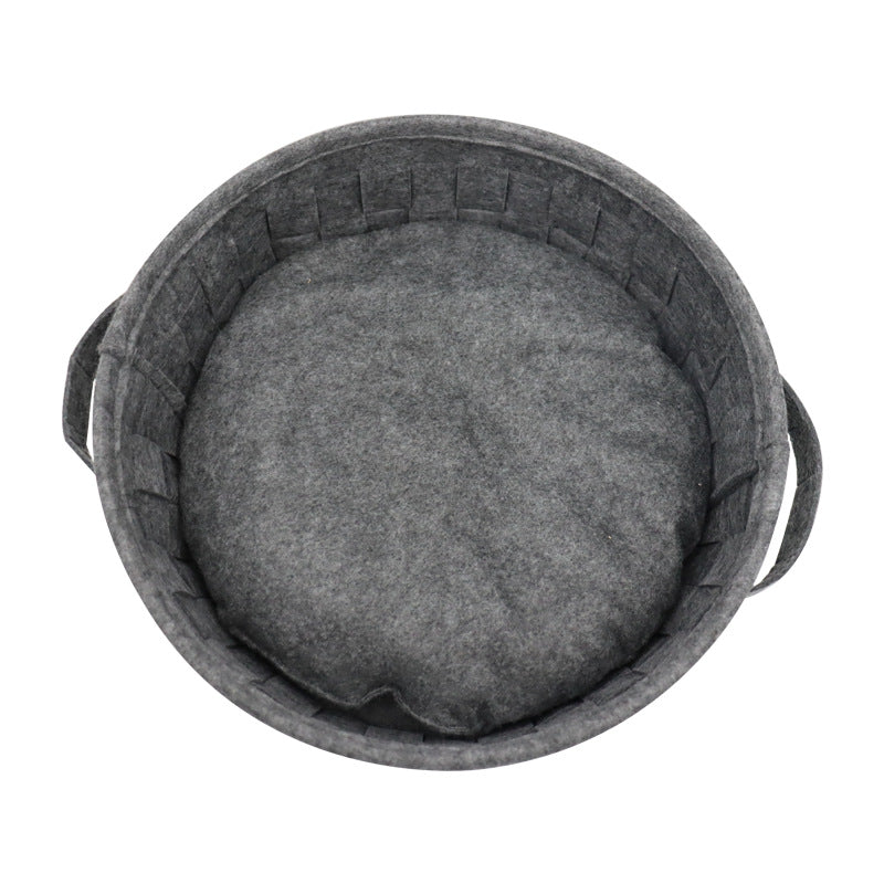 HKM-7672765 Removable Washable Round Felt Cat Nest for Comfortable All-Season Use