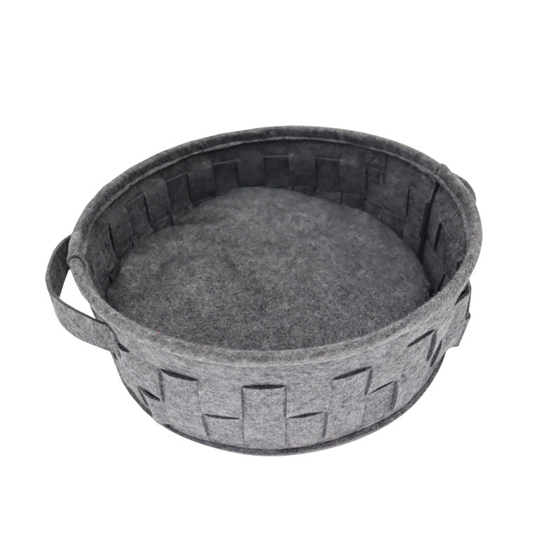 HKM-7672765 Removable Washable Round Felt Cat Nest for Comfortable All-Season Use