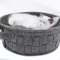 HKM-7672765 Removable Washable Round Felt Cat Nest for Comfortable All-Season Use
