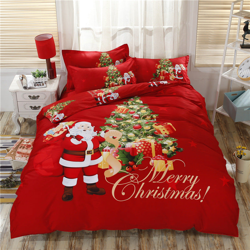 HKM-767443 Cotton 3D Christmas-Themed Bedding Set in Three and Four Piece Options