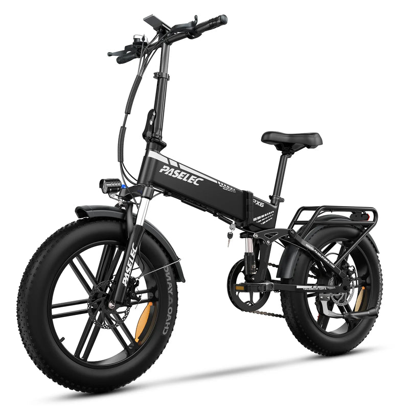 HKM-767443 Folding Electric Bike with 750W Motor, 20-Inch Fat Tires, 7-Speed Gears, and Disc Brakes