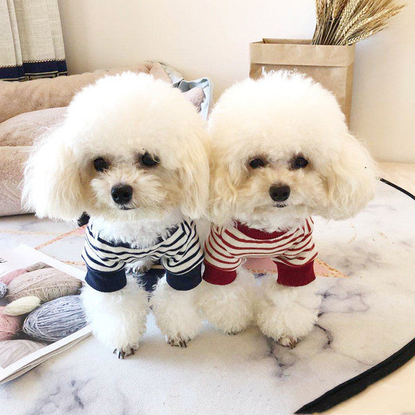 HKM-7675069 Stylish Striped Cotton Dog Vest for Autumn - Multiple Colors & Sizes Available
