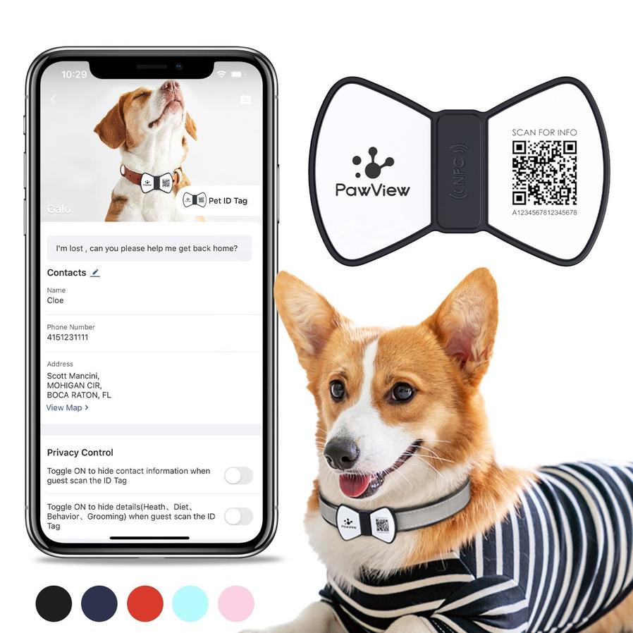 HKM-767507 Smart QR Code Pet Tag with Silicone Bowknot Design for Puppy and Cat Safety