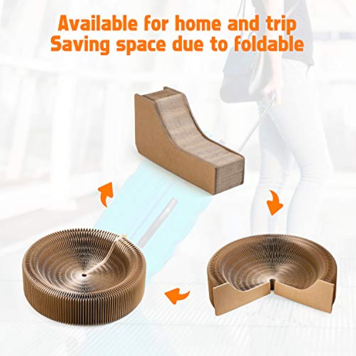 HKM-7675965 Collapsible Cardboard Cat Scratching Lounge Bed for Indoor Cats