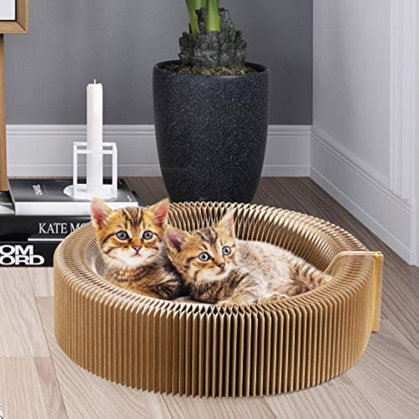 HKM-7675965 Collapsible Cardboard Cat Scratching Lounge Bed for Indoor Cats