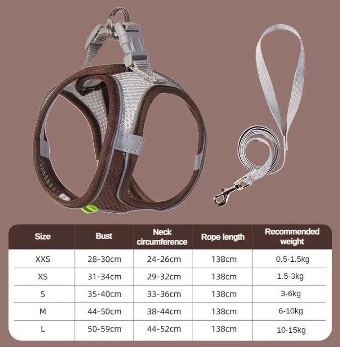 HKM-7677757 Breathable Mesh Dog Harness with Reflective Details - Lightweight and Comfortable for Summer Walks