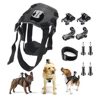HKM-7678141 Dog Harness with Dual Camera Mounts for Chest and Back - Adjustable for 15-75 lbs Pets