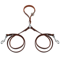 HKM-7678269 Double Handle Leather Dog Leash for Two Dogs - Tangle-Free, Hands-Free Control in Black or Brown