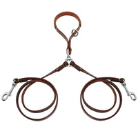 HKM-7678269 Double Handle Leather Dog Leash for Two Dogs - Tangle-Free, Hands-Free Control in Black or Brown