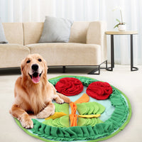 HKM-767891 Sniff Pad for Rabbits and Hamsters - Polar Fleece Chew Toy with Flower Design, 43cm Diameter